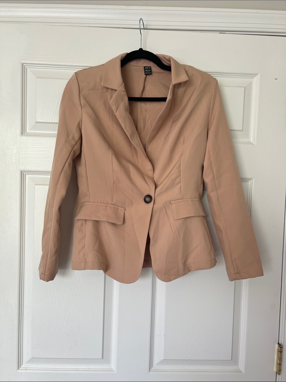SHEIN Women's Single-Button Blazer in Nude Pink